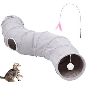 نفق القطط على شكل حرف S من جلد الغزال لعبة نفق للقطط مقاس 10.5 × 48.8 بوصة، أنفاق أرنب للاستخدام الداخلي، أنبوب لعب للحيوانات الأليفة قابل للطي مناسب للقطط والأرانب والحيوانات الأليفة in Kuwait