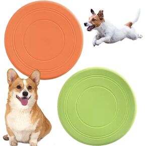 coldchill 7 Inch Dog Flying Disc, Puppy Flyer Toy React Faster Training Interactive Toys for Small Medium Dog, Lightweight Durable and Water Resistant Floating Saucer (Green+Orange)