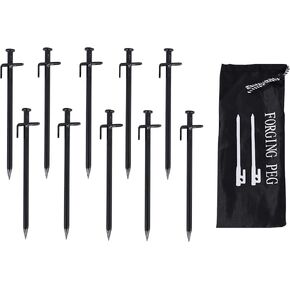أوتاد خيمة من الفولاذ بطول 29.21 سم من بامبو، 10 قطع من أوتاد التخييم شديدة التحمل، مع حقيبة قماش أكسفورد للتعليق in Kuwait