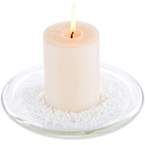 Nuptio Clear Candle Holder Glass Candle Tray 10 Pcs Round Votive Candleholder Medium 5 in Candle Plate Set for Pilar Candles Glasses Holder Stand for Bathroom Spa Party Reiki Christmas Easter