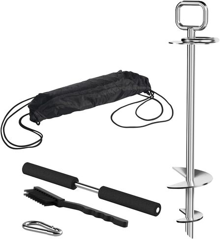 Coziselect Dog Tie Out Stake, 360°Swivel Heavy Duty Dog Stake, Dog Stake for Dogs up to 200 lbs, Dog Stakes for Outdoor, Yard and Camping, Silver in Saudi Arabia
