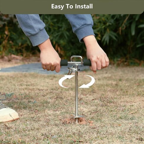 Coziselect Dog Tie Out Stake, 360°Swivel Heavy Duty Dog Stake, Dog Stake for Dogs up to 200 lbs, Dog Stakes for Outdoor, Yard and Camping, Silver in Saudi Arabia