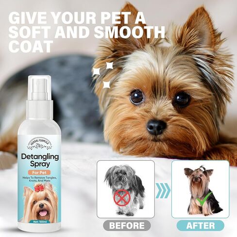 Dog Detangler Spray, No-Rinse Pet Detangler Spray for Tangles, Knots&Matted Coat, Dog Detangler Spray Dematting, Natural Detangler Spray for Dogs, Nontoxic in Kuwait