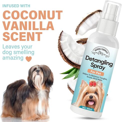 Dog Detangler Spray, No-Rinse Pet Detangler Spray for Tangles, Knots&Matted Coat, Dog Detangler Spray Dematting, Natural Detangler Spray for Dogs, Nontoxic in Kuwait