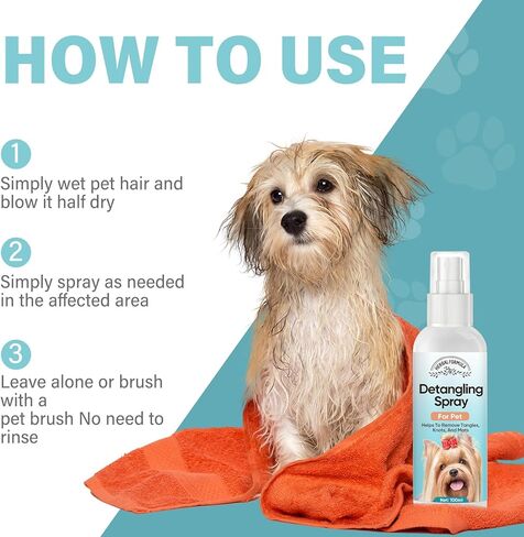 Dog Detangler Spray, No-Rinse Pet Detangler Spray for Tangles, Knots&Matted Coat, Dog Detangler Spray Dematting, Natural Detangler Spray for Dogs, Nontoxic in Kuwait