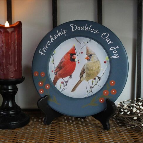 سي في هوميد ايكو. طبق خشبي مزخرف على شكل طيور بتصميم ريفي دائري لديكور المنزل، مقاس 9-3/4 انش in Saudi Arabia