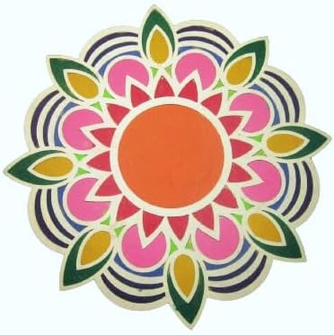 حصيرة رانجولي مستديرة جاهزة الصنع من DIY MDF سهلة الاستخدام، قالب رانجولي سهل ملء ألواح MDF رانجولي الخشبية لتزيين المهرجانات الهندية التقليدية السنة الجديدة الحجم: - قطر 30.48 سم (تصميم 2) in Saudi Arabia