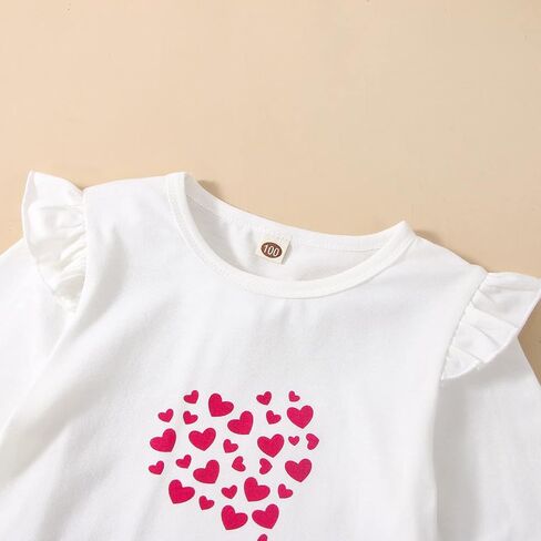 Toddler Baby Girl Valentine's Day Outfit Long Sleeve Elephant Heart T-Shirt Top Bell Bottom Pants Headband 3Pcs Set in Saudi Arabia