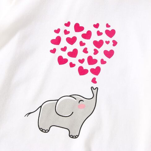Toddler Baby Girl Valentine's Day Outfit Long Sleeve Elephant Heart T-Shirt Top Bell Bottom Pants Headband 3Pcs Set in Saudi Arabia