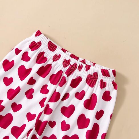 Toddler Baby Girl Valentine's Day Outfit Long Sleeve Elephant Heart T-Shirt Top Bell Bottom Pants Headband 3Pcs Set in Saudi Arabia