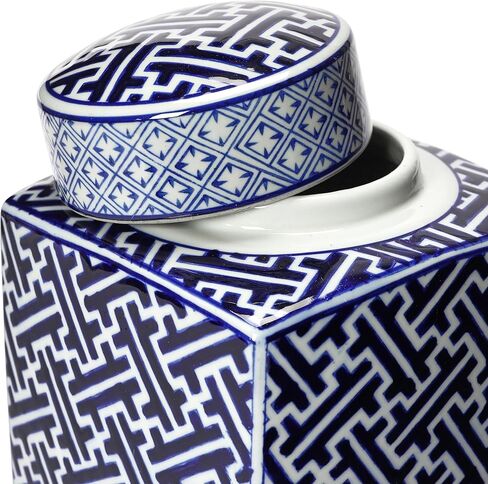Creative Co-Op Decorative Stoneware Ginger Jar, Blue and White in Kuwait