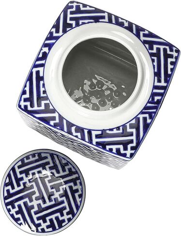 Creative Co-Op Decorative Stoneware Ginger Jar, Blue and White in Kuwait