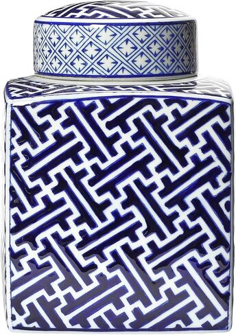 Creative Co-Op Decorative Stoneware Ginger Jar, Blue and White in Kuwait