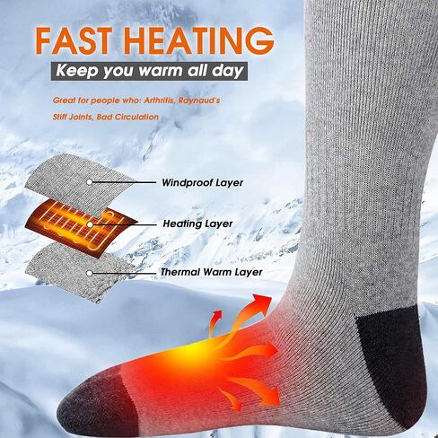 SVPRO Rechargeable Heated Socks for Men Women Electric Battery Operated Heated Socks 3 Heat Settings Warm Winter Socks for Sport Outdoor Indoor Thermal Foot Warmers in Saudi Arabia