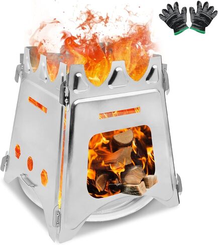 Muco Wood Burning Camp Stove Portable Folding Camping Backpack Stove Stainless Steel for Outdoor Camping Hiking Backpacking Picnic BBQ in Saudi Arabia