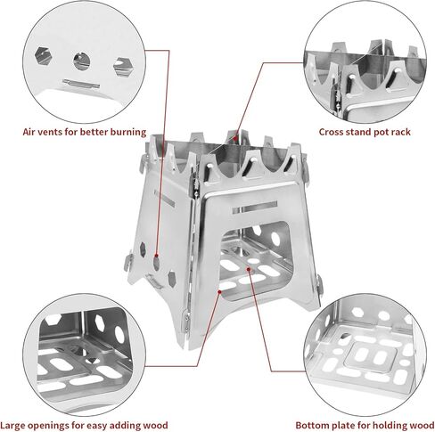 Muco Wood Burning Camp Stove Portable Folding Camping Backpack Stove Stainless Steel for Outdoor Camping Hiking Backpacking Picnic BBQ in Saudi Arabia
