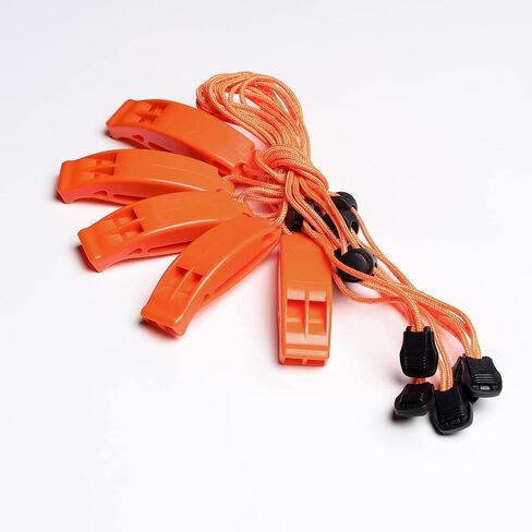 FERROFIRE Camping Signal Whistles Plastic Loud 120Db for Kayak Life Vest Boating Fishing Hiking Survival Rescue Lifeguard with Lanyard (Pack of 5) in Kuwait