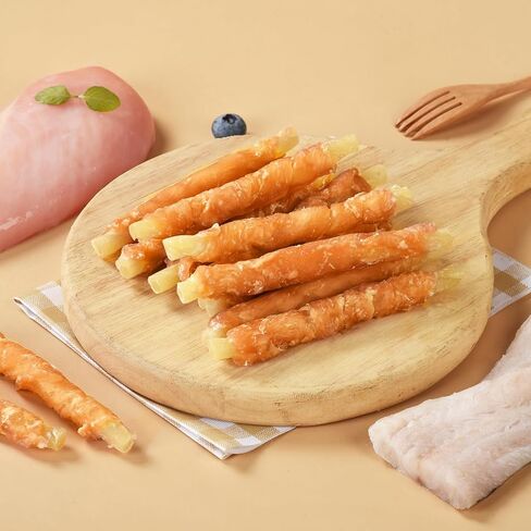 Pawmate Chicken Wrapped Cod Sticks Dog Treats, Grain Rawhide Free All Natural Healthy Chewy Snacks for Small Medium Large Dogs 10.58OZ in Saudi Arabia