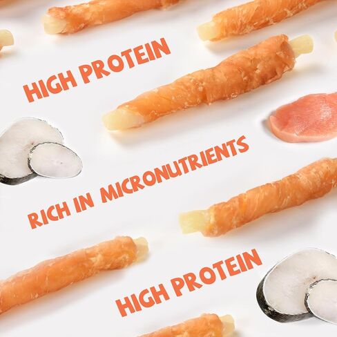 Pawmate Chicken Wrapped Cod Sticks Dog Treats, Grain Rawhide Free All Natural Healthy Chewy Snacks for Small Medium Large Dogs 10.58OZ in Saudi Arabia