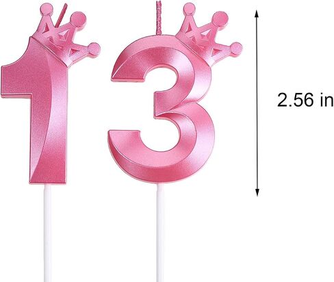3.15 inch Pink 3 Birthday Candles,3D Crown Number 3 Cake Topper for Birthday Decorations in Saudi Arabia