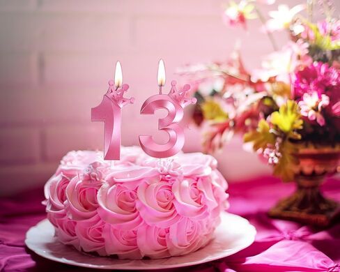 3.15 inch Pink 3 Birthday Candles,3D Crown Number 3 Cake Topper for Birthday Decorations in Saudi Arabia