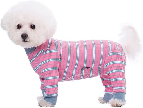 Dog Striped Recovery Suit, Puppy After Surgery Onesie for Female Male Dogs, Dogs Cats Long Sleeve Pajamas Bodysuit, Surgery Abdominal Wound Bandages Clothes, Dog Pant for Shedding Skin Disease Blue in Saudi Arabia