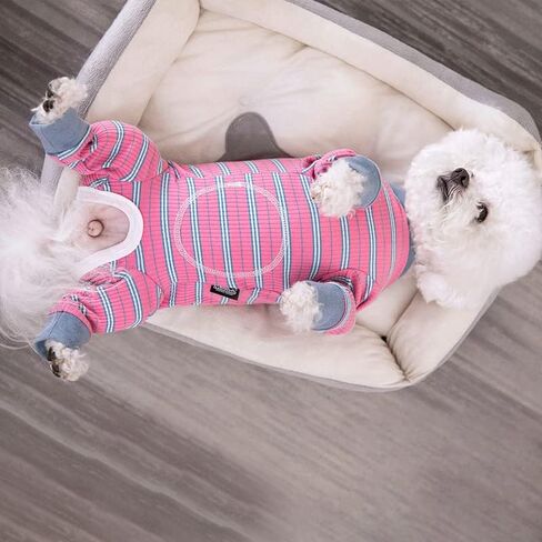 Dog Striped Recovery Suit, Puppy After Surgery Onesie for Female Male Dogs, Dogs Cats Long Sleeve Pajamas Bodysuit, Surgery Abdominal Wound Bandages Clothes, Dog Pant for Shedding Skin Disease Blue in Saudi Arabia