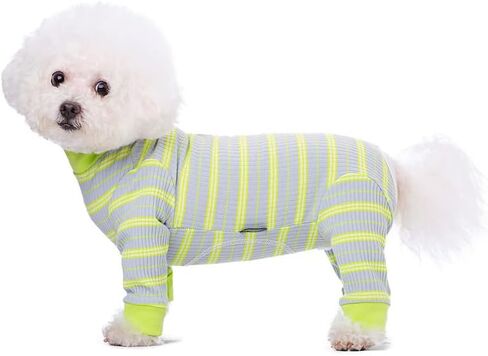 Dog Striped Recovery Suit, Puppy After Surgery Onesie for Female Male Dogs, Dogs Cats Long Sleeve Pajamas Bodysuit, Surgery Abdominal Wound Bandages Clothes, Dog Pant for Shedding Skin Disease Blue in Saudi Arabia