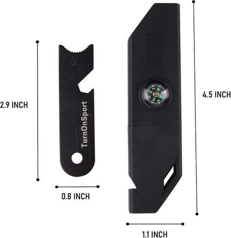 Magnesium Fire Starter Survival Kit | Waterproof Flint Steel Fire Starter with Compass | TurnOnSport Ferro Rods Fire Striker with Whistle & Paracord Lanyard for Camping, Hiking (Pack of 2) - Black in Kuwait