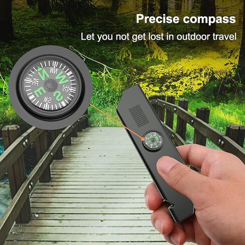 Magnesium Fire Starter Survival Kit | Waterproof Flint Steel Fire Starter with Compass | TurnOnSport Ferro Rods Fire Striker with Whistle & Paracord Lanyard for Camping, Hiking (Pack of 2) - Black in Kuwait