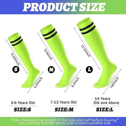 Unittype 6 Pairs Kids Toddler Soccer Socks Youth Stripes Football Socks Christmas Gift for Boys Girls 4-14 Years Old in Kuwait