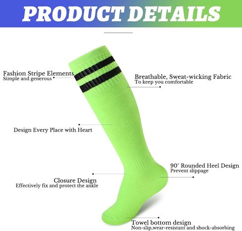 Unittype 6 Pairs Kids Toddler Soccer Socks Youth Stripes Football Socks Christmas Gift for Boys Girls 4-14 Years Old in Kuwait