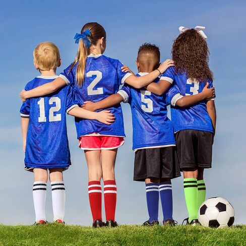 Unittype 6 Pairs Kids Toddler Soccer Socks Youth Stripes Football Socks Christmas Gift for Boys Girls 4-14 Years Old in Kuwait