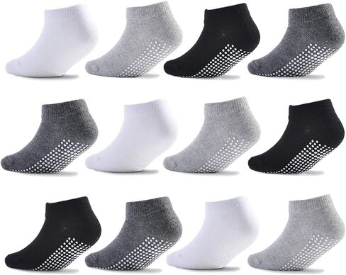 EPEIUS Baby Socks Low Cut Non-Slip Socks for Newborn Infants Toddlers Girls Boys Ankle Socks with Grips 12 Pairs in Kuwait