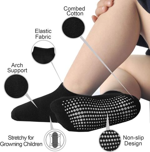 EPEIUS Baby Socks Low Cut Non-Slip Socks for Newborn Infants Toddlers Girls Boys Ankle Socks with Grips 12 Pairs in Kuwait