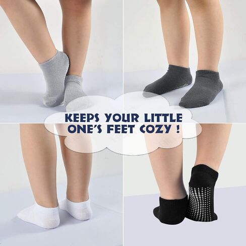 EPEIUS Baby Socks Low Cut Non-Slip Socks for Newborn Infants Toddlers Girls Boys Ankle Socks with Grips 12 Pairs in Kuwait