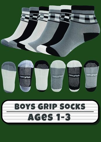 Tiny Captain Toddler Boys and Girls Grip Socks - Baby Toddler 1-3 and 3-5 Year Old Non Slip/Anti Skid Gift Set in Kuwait