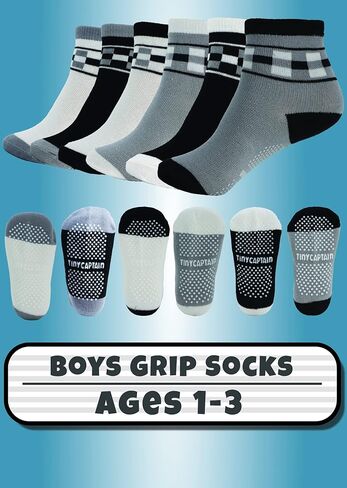 Tiny Captain Toddler Boys and Girls Grip Socks - Baby Toddler 1-3 and 3-5 Year Old Non Slip/Anti Skid Gift Set in Kuwait