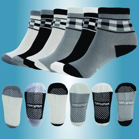 Tiny Captain Toddler Boys and Girls Grip Socks - Baby Toddler 1-3 and 3-5 Year Old Non Slip/Anti Skid Gift Set in Kuwait