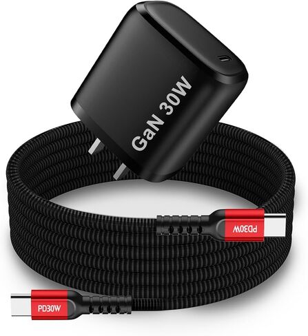 شاحن سريع 30 وات USB-C من Betschkim لـ DJI Mini 4 Pro، Mini 3 Pro/Mini 3، Mini 2 SE، Avata، Air 3، Air 2S Drones، شاحن حائط من النوع C مع كابل USB C إلى USB C لملحقات طائرات DJI بدون طيار - 6.6 قدم in Kuwait
