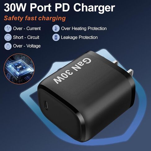 شاحن سريع 30 وات USB-C من Betschkim لـ DJI Mini 4 Pro، Mini 3 Pro/Mini 3، Mini 2 SE، Avata، Air 3، Air 2S Drones، شاحن حائط من النوع C مع كابل USB C إلى USB C لملحقات طائرات DJI بدون طيار - 6.6 قدم in Kuwait