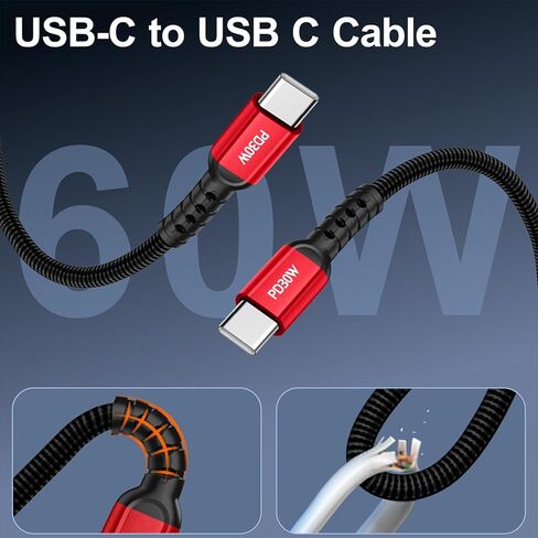 شاحن سريع 30 وات USB-C من Betschkim لـ DJI Mini 4 Pro، Mini 3 Pro/Mini 3، Mini 2 SE، Avata، Air 3، Air 2S Drones، شاحن حائط من النوع C مع كابل USB C إلى USB C لملحقات طائرات DJI بدون طيار - 6.6 قدم in Kuwait