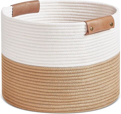 سلة الحبال RUNKA | سلة بطانية لغرفة المعيشة | 14 بوصة × 11 بوصة | سلة تخزين للغسيل والألعاب والكتب والمناشف in Kuwait