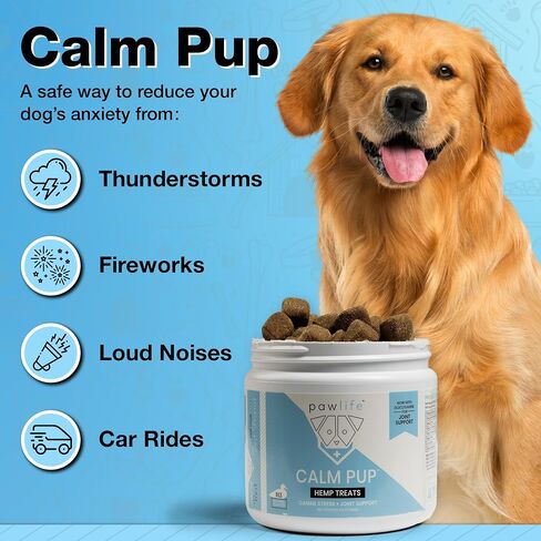 مضغ مهدئ بزيت القنب العضوي من pawlife لقلق الكلاب - أساسيات الكلاب للتخفيف من السفر والرعد والانفصال والنباح والألعاب النارية وآلام المفاصل والتهاب المفاصل ودعم الألم الجرو الهادئ in Kuwait