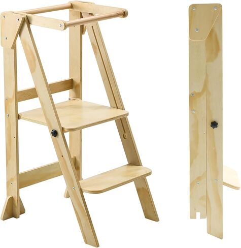 RMHDSLF Folding Toddler Step Stool, Wooden Montessori Toddler Tower, Kids Step Stool Toddler Tower. in Kuwait