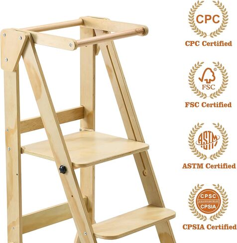 RMHDSLF Folding Toddler Step Stool, Wooden Montessori Toddler Tower, Kids Step Stool Toddler Tower. in Kuwait
