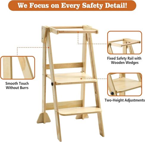 RMHDSLF Folding Toddler Step Stool, Wooden Montessori Toddler Tower, Kids Step Stool Toddler Tower. in Kuwait
