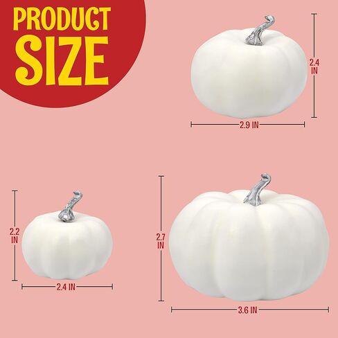 عيد الشكر اليقطين الأبيض الاصطناعي 18 قطعة الديكور المنزلي المزيف بأحجام متنوعة لتزيين حصاد الخريف أو عيد الشكر أو الهالوين أو المهرجانات، والحديقة in Kuwait