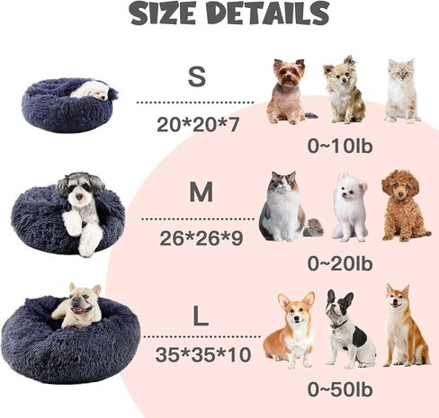 Himax Small Cat & Dog Bed with Cover, Calming Dog Bed for Small Dogs,Anti-Anxiety Donut Dog Bed with Attached Blanket,Washable Round Fluffy Pet Bed (20"/26"/35"), Light Grey in Kuwait