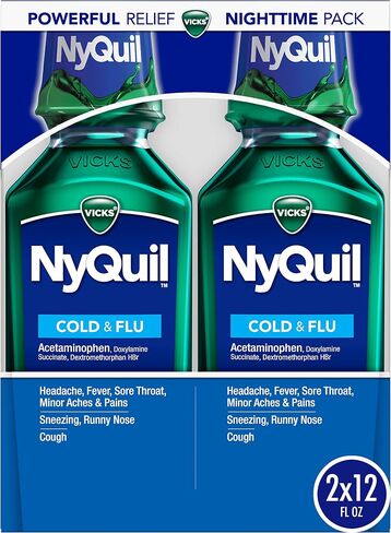 فيك nyquil السعال البارد والانفلونزا الإغاثة الليلية، السائل الأصلي، 2x12 أوقية سائلة in Saudi Arabia